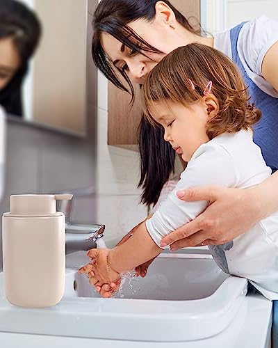 BosilunLife Lotion Pump Dispenser for Kitchen, Bathroom Countertop | Matte Khaki Soap Dispenser Bathroom Ceramic Dish Liquid Soap Dispenser (Khaki, Liquid Pump) - color: Khaki-1 Pack