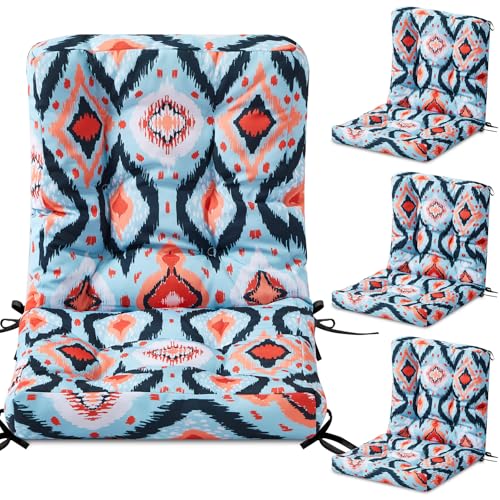 Hoteam 4 Set Outdoor Patio Chair Cushions 20 x 42 in Deep Seat Waterproof Patio Cushions Set for Furniture Replacement Removable Seat and Back (Ethnic Style) - style: Ethnic Style