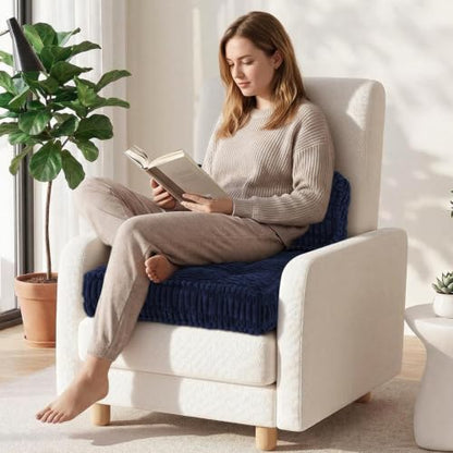 idee-home Recliner Cushions with Lumbar Support Pillow Set for Elderly | 20x20x5 Inch Recliner Seat Cushion Tufted, Large Square Seat Cushion Non-Slip Reduce Hip & Lumbar Pain - color: Navy Seat&lumbar