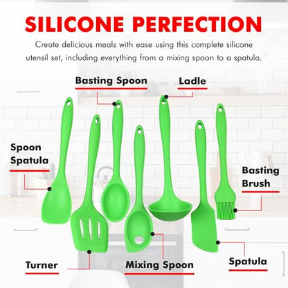 Chef Craft Premium Silicone Kitchen Tool and Utensil Set, 7 Piece, Green - color: Green, size: 7 Piece Set