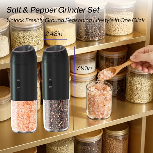 Gravity Electric Salt and Pepper Grinder Set Automatic Shakers Upgraded Pepper Mill
