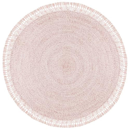 SAFAVIEH Sahara Collection Area Rug - 5' Round, Pink, Handmade Boho Tassel, Ideal for High Traffic Areas in Living Room, Bedroom (SAH490U) - color: Pink, size: 5' (Round)