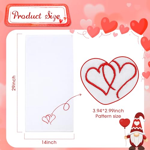 Valentines Day Hand Towels 100% Cotton Embroidered Red Heart Decorative Bathroom Kitchen Dish Towels Set Gift Set of 2 14x29 inch - color: Va.red Love