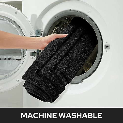 HOMEIDEAS Bathroom Rugs Sets 2 Piece, Super Soft and Absorbent Non Slip Microfiber Machine Washable Bath Mat Set (20" x 32" + 16" x 24", Black) - color: Loop- Black, size: 1'4" x 2'8" (16"x24"+20"x32")