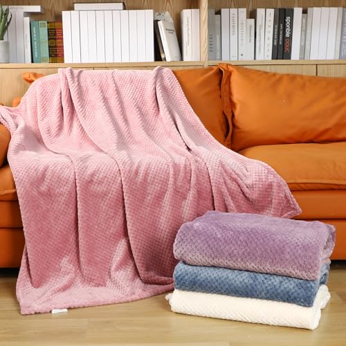 Newwiee 4 Pcs Fleece Throw Blanket, 3D Waffle Textured,Fresh Colors | Soft Lightweight Set for Couch Bed Sofa, Warm Winter Throws, No Shedding Pilling, Flannel Waffle Texture, 50x60 Inch - color: Fresh Colors