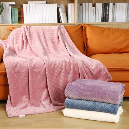 Newwiee 4 Pcs Fleece Throw Blanket, 3D Waffle Textured,Fresh Colors | Soft Lightweight Set for Couch Bed Sofa, Warm Winter Throws, No Shedding Pilling, Flannel Waffle Texture, 50x60 Inch - color: Fresh Colors