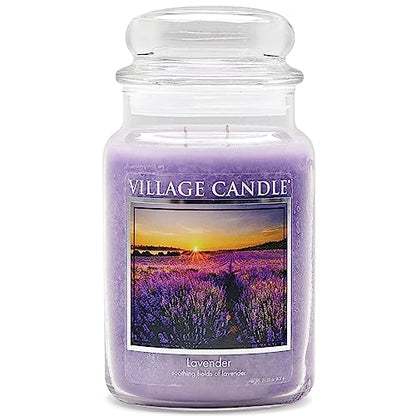 Village Candle Lavender, Large Glass Apothecary Jar, Scented Candle, 21.25 oz, Purple
