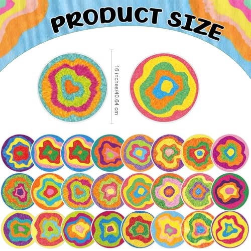 24 Pack Carpet Circles for Classroom, 16 in Non Slip Round Circle Mats for Classroom Sitting, Flexible Corner Circle Time Rugs for Reading Nook, Playing Areas, Library, Group Activity(Spiral) - style: Spiral