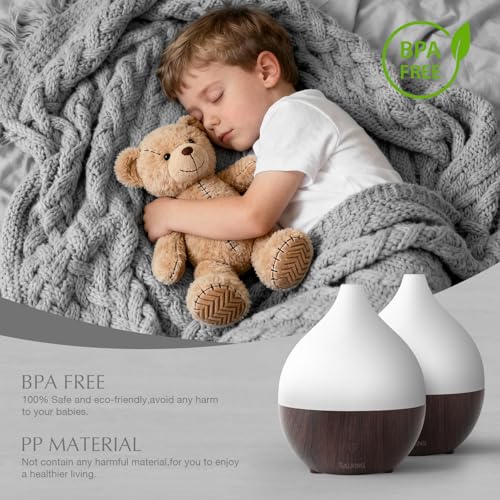 SALKING Essential Oil Diffuser 2 Pack, 100ml Ultrasonic Diffuser for Home | Dark, Cool Mist Humidifier, Auto Shut-Off, Aromatherapy Diffusers for Essential Oils, Warm White Lights,Quiet, Bedroom,Office - color: Dark Set of 2