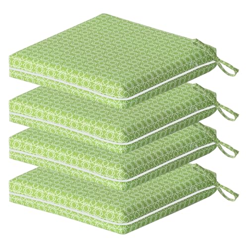 COZYVIDA Outdoor Chair Cushions Set of 4, 20"x20" Square Seat Pads with Tie Straps and YKK Zippers, 35D High-Density Foam, Water-Resistant Fabric,UV-Resistant 1000+ Hrs - color: Print 025