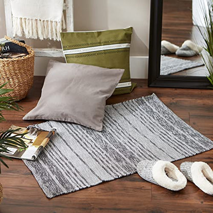 DII Woven Rag Rug Collection Recycled Yarn Variegated Rustic Stripe, 2x3', Gray - color: Grey