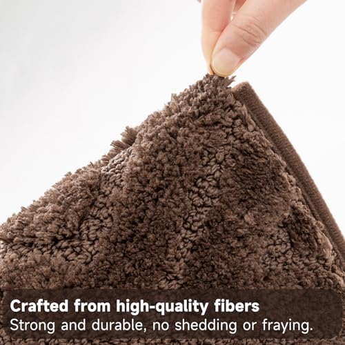 Bsmathom 3 Piece Bathroom Rug Sets, Non Slip Microfiber Bath Mat, Coffee | Plush Water Absorbent Bath Rug Sets with U-Shaped Contour Toilet Mat, Machine Washable Carpet for Bathroom Sink, Shower - color: Coffee