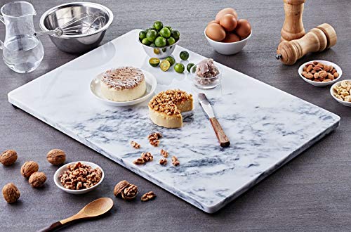 JEmarble Pastry Board 8x12 inch with Non-Slip Rubber Feets for Stability Perfect for Keep the Dough Cool and Chocolate Tempering(Premium Quality) White - size: 12"L x 8"W (Board Only)