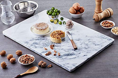 JEmarble Pastry Board 8x12 inch with Non-Slip Rubber Feets for Stability Perfect for Keep the Dough Cool and Chocolate Tempering(Premium Quality) White - size: 12"L x 8"W (Board Only)