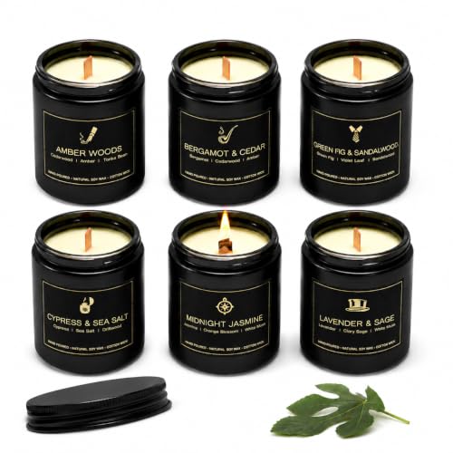 Scented Candles Set, 6 Pack Soy Wax Candles for Home, 42 oz, Birthday Gift | Up to 200 Hours Total Burn Time, Bergamot Cedar Lavender Sage Cypress Sea Salt Jasmine Amber Woods - color: 6 Pack Candle Set