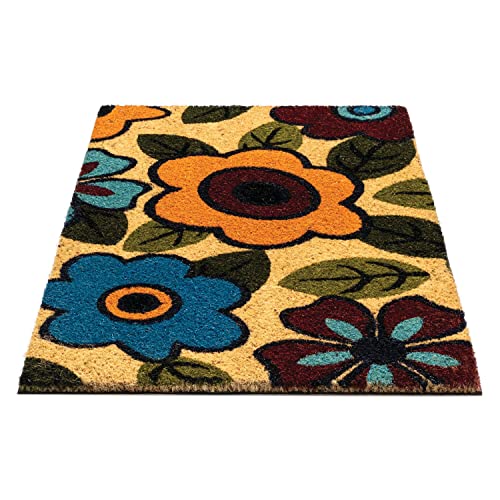 Notrax, Retro Flower, Vinyl-Backed Natural Coir Doormat