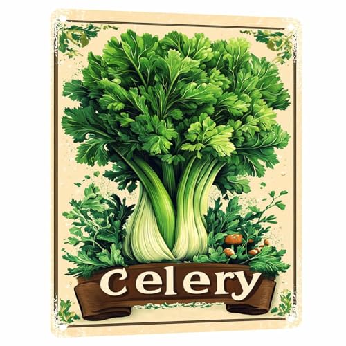 Celery Vegetables Metal Tin Sign Vintage Farmhouse Wall Decor for Kitchen Dining Room and Home Wall Decoration 12x16 Inch - color: Celery Metal Tin Sign, size: 12x16inch(30x40cm)