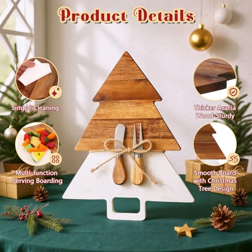 Christmas Tree Shaped Marble Charcuterie Cutting Serving Board