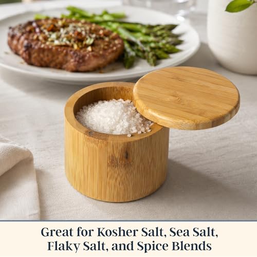 Totally Bamboo Salt Cellar with Swivel Lid, Salt Container for Countertop | Easy-open magnetic lid for one-hand use while cooking. 6 oz salt box for favorite salts, seasonings, or herbs. - style: Original Salt Box