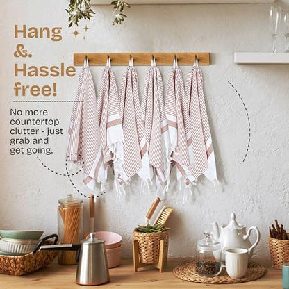 Brown Turkish Kitchen Towels 16x26 Inch, 3 Pack, 100% Cotton, Ultra Absorbent, Soft, Fast Dry, Machine Washable, Dish Towel with Tassels for Drying Dishes, Cleaning, Everyday Use - color: Brown, style: 3 Pack
