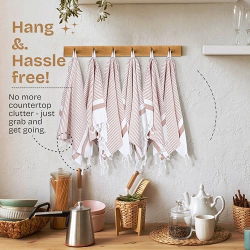 Brown Turkish Kitchen Towels 16x26 Inch, 12 Pack, 100% Cotton, Ultra Absorbent, Soft, Fast Dry, Machine Washable, Dish Towel with Tassels for Drying Dishes, Cleaning, Everyday Use - color: Brown, style: 12 Pack
