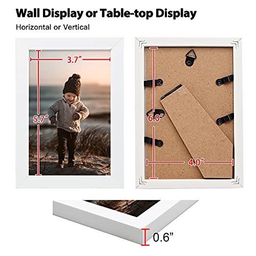 4x6 Picture Frame White Set of 6 Wooden Photo Frames | 4 x 6 Picture Frame with Plexiglass Fits 4x6 without Mat for Table and Wall Display - color: White, size: 4x6