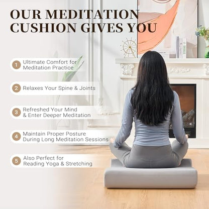Meditation Cushion Set with High-Density Foam : 26.4" Large Floor Pillow for Yoga, Meditation, Sitting，Zafu & Zabuton Removable Washable Luxe Velvet Cover - color: C