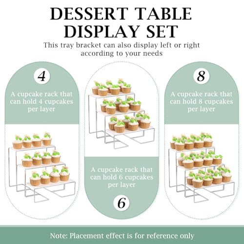 12-Inch Rectangular 3 Tier Serving Tray Stand, White Acrylic Trays with Silver Painted Iron Rack, Removable Dessert Display for Cupcakes, Appetizers, Fruit and Cookies - color: White and Silver
