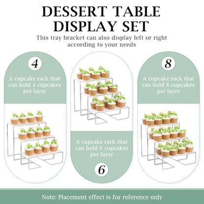 12-Inch Rectangular 3 Tier Serving Tray Stand, White Acrylic Trays with Silver Painted Iron Rack, Removable Dessert Display for Cupcakes, Appetizers, Fruit and Cookies - color: White and Silver