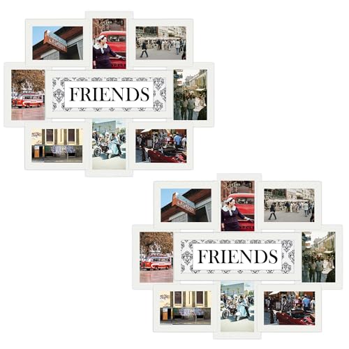 Jerry & Maggie Friends Photo Frame 22x17, PVC Picture Frames Collage Wall Decor 9 Opening Wall Hanging For 6x4 Photos 8 Pack, White 2Pack - color: White*2 Pack, size: Friends/ Textured