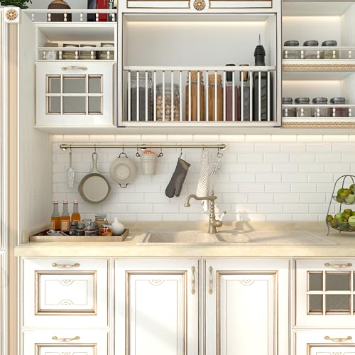 ROTHLEY Hanging Pot Rack Hanger: 39.4 Inch Stainless Steel Pot and Pan Hanger Pot Rack Wall Mounted Hanging Pots and Pans Rack Pot Hangers for Kitchen Wall Kitchen Rail with Hooks (Antique Brass) - color: Antique Brass, size: 39.4 inch