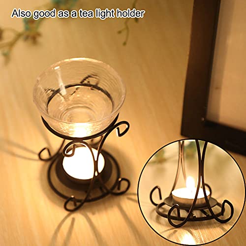 Tealight Wax Warmer Oil Burner, Iron Wax Melter Tea Light Holder, Wax Melt Burner Candle Wax Warmer Non Electric Oil Warmer (Pink) - color: Pink
