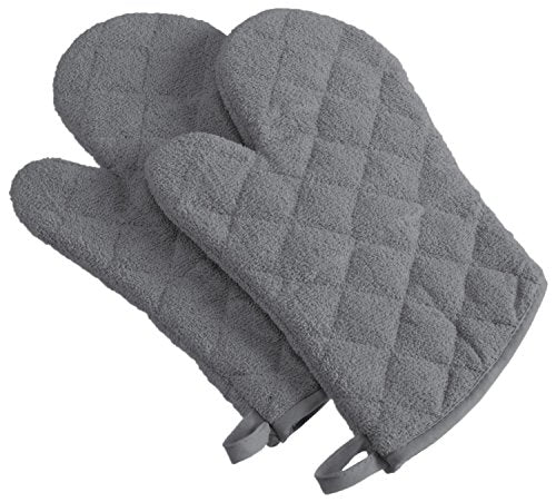 DII Basic Terry Collection 100% Cotton Quilted, Oven Mitt, Gray, 2 Piece - color: Gray, size: Oven Mitt