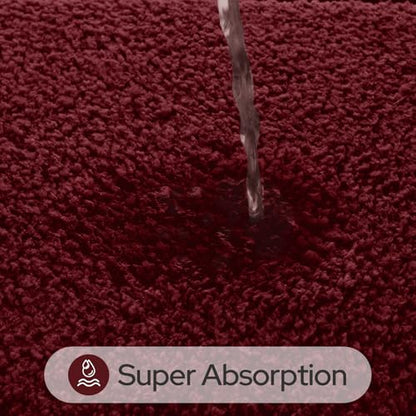 HOMEIDEAS Burgundy Red Oval Bathroom Rug Sets 2 Piece 20" x 32" + 16" x 24" | Microfiber Bath Mats, Non-Slip TPR Backing, Ultra Absorbent & Quick Dry, Machine Washable for Bathroom, Shower, Tub - color: Burgundy Red
