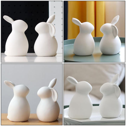 Abaodam 2Pcs Ceramic Bunny Figurines White Rabbit Home Decor Easter Decor | Ceramic White Rabbit for Christmas, Thanksgiving, Easter Couple Rabbits, Porcelain Modern Art Home Decoration, Wedding Crafts