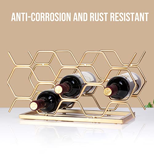 Countertop Wine Rack - 10 Bottle Freestanding Modern Gold Metal Small Wine Rack - Tabletop Wine Holder Stand for Cabinet, Pantry, Wine Bottle Storage…… - color: C-gold 10btl