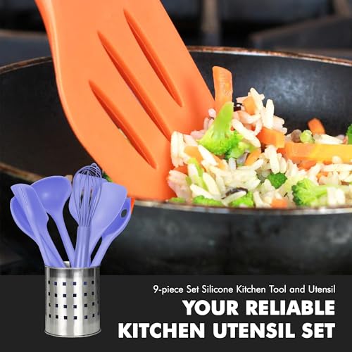 Chef Craft - Premium Silicone Kitchen Tools and Utensils Set, Non-Scratch, Withstands Temperatures up to 450°F, BPA-Free, 9 Piece Cooking Utensils Set, Pastel Blue - color: Pastel Blue, size: 9 Piece Set