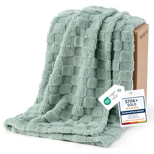 Bedsure GentleSoft Sage Green Throw Blanket for Couch - Super Soft Cozy Blankets Gifts for Kids Girls, Cute Small Fleece Throws for Bedroom Home Decor, 50x70 Inches - color: 01 Sage Green, size: Throw XL (50" X 70")