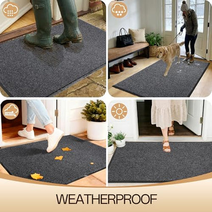 Amyracel Front Door Mat Indoor Outdoor Entrance, 24" x 72" All-Season Waterproof Doormat for Enterway, Heavy Duty Commercial Floor Mat, Fade Resistant, Rubber Back, Low Profile, Easy Clean | Commercial Floor Mat, Non Slip Natural Rubber Doormat, Fade Resi