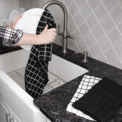 Ritz Premium 3-Pack Kitchen Towel & 6-Pack Dish Cloth Set - Highly Absorbent, Super Soft, Long-Lasting, 100% Cotton Terry Drying Cleaning Cloths, Black - color: Black, size: 9-Pack Bundle