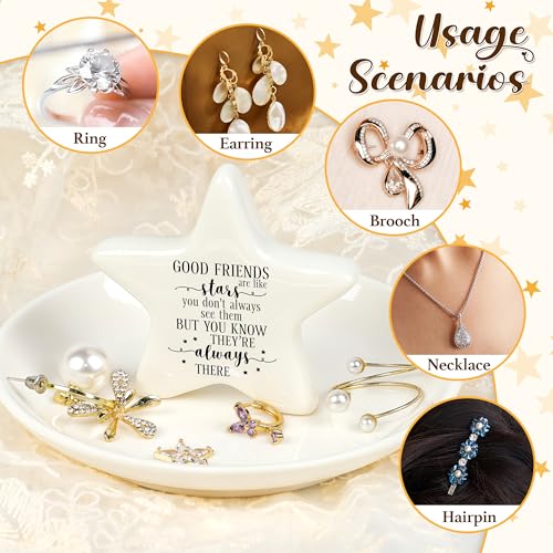 PUDDING CABIN Best Friend Gift - Good Friends are Like Stars Ceramic Jewelry Dish, Star-Shaped Ring Holder for Vanity, Friendship Gift for Women, BFF, Sister - style: Start Friend