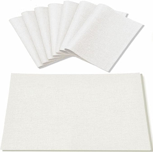 Cloth Placemats Set of 12, Linen Type Fabric Placemats Machine Washable Heat Resistant Placemats Wrinkle Free Thick Polyester Kitchen Place Mats for Dining Table (White) - color: White, size: Placemats 12'' x 18'', Set of 12