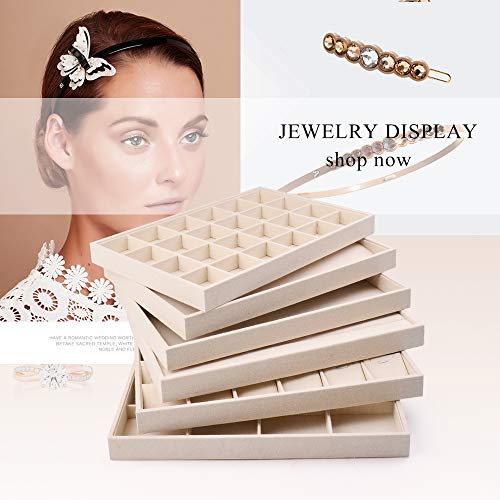 Oirlv Stackable Jewelry Tray,Linen Rings Earrings Organizer for Drawer | Solve Clutter Issues in Drawers or Jewelry Collections, Attractive,High-end and Long-lasting,Display Jewelry Professionally - size: 24 Grids