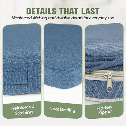 kingphenix Chair Cushions for Dining Chairs, Set of 6, 2.5 Inches Thick | High-Density Foam Kitchen Chair Cushions with Ties, Non-Slip Bottom and Removable Machine-Washable Covers, Navy Blue - color: Navy Blue, size: 6 Count(Pack of 1)