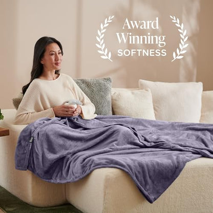 Bare Home Fleece Blanket Luxury Microplush (Full/Queen, Dusty Purple) | Ultra-Soft Lightweight Blanket for Bed, Sofa, and Couch, Cozy & Warm Blanket - color: 17 - Dusty Purple, size: Full/Queen
