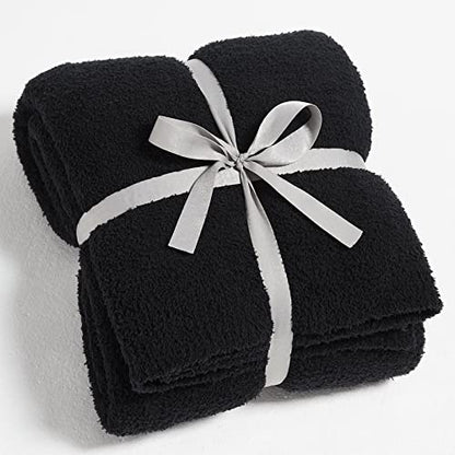 Super Soft Knit Throw Blanket Twin Size Black-Lightweight Plush Fuzzy Fluffy Warm Cozy Blankets and Throws for Sofa Bed All Season Use, 60x80 inches - color: Black, size: Twin(60"x80")