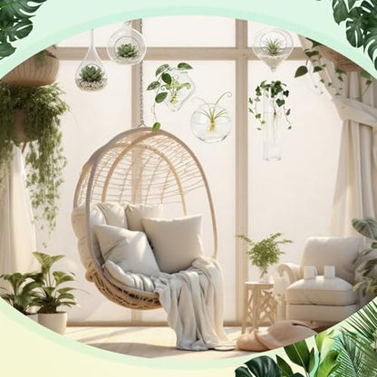 Zopeal 3 Pack Glass Hanging Planter Air Fern Holder Terrarium Plants Hanger Vase and 3 Pcs Wall Planter Propagation Stations Glass Flower Vase for Plant Lovers Gifts Home Christmas Hydroponic Plants