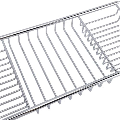 FTVOGUE Bathtub Caddy Tray, Stainless Steel Expandable Bathtub Tray 25 to 38.4 in, Over The Rack with 7.9 in Width, Bathroom Organizer Shelf for Shower Tub Use (Silver) - color: Silver