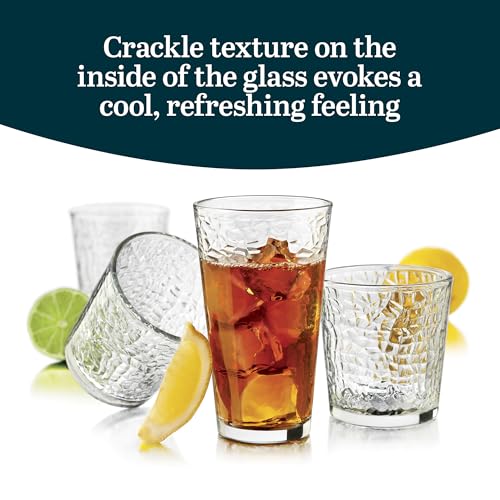 Libbey Yucatan Textured Tumbler & Rocks Drinking Glasses Set of 16 | Jumbo Margarita Glass Cups with 16.2 oz and 13 oz Capacities for Frozen Cocktails, Mocktails & Entertaining - color: 06 - Yucatan Frost