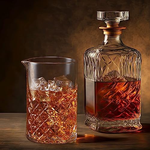 Inbagi 4 Pcs Cocktail Mixing Glass 23.67 oz Cocktail Shakers Stirring Glass Thick Bottom Crystal Glasses Stable Mixing Cups for Drinks Bartender Home Bar Accessories Tools